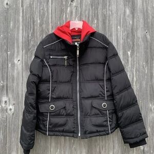 Giacca Black Kids Puffer Coat with Detachable Hood Sz L